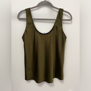 Abercrombie & Fitch Satin Scoopneck Cami in Olive